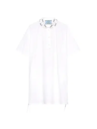 Prada Women's Embroidered Poplin Mini-Dress - White - Size 10 | Thumbnail 1 Prada Women's Embroidered Poplin Mini-Dress - White - Size 10 | Thumbnail 1