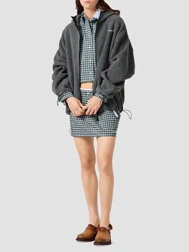 Miu Miu Women's Fleece Zippered Hoodie Jacket - Grey - Size Small | Thumbnail 2