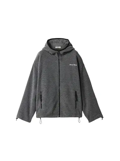 Miu Miu Women's Fleece Zippered Hoodie Jacket - Grey - Size Small | Thumbnail 1