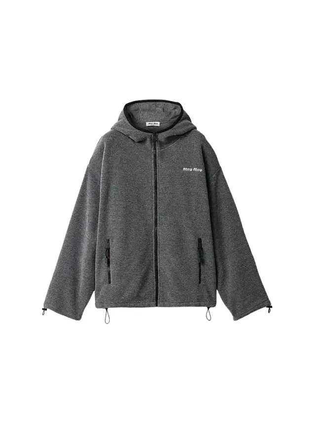 Miu Miu Women's Fleece Zippered Hoodie Jacket - Grey