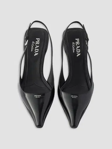 Prada Women's Brushed Leather Slingback Pumps - Black - Size 10 | Thumbnail 2 Prada Women's Brushed Leather Slingback Pumps - Black - Size 10 | Thumbnail 2
