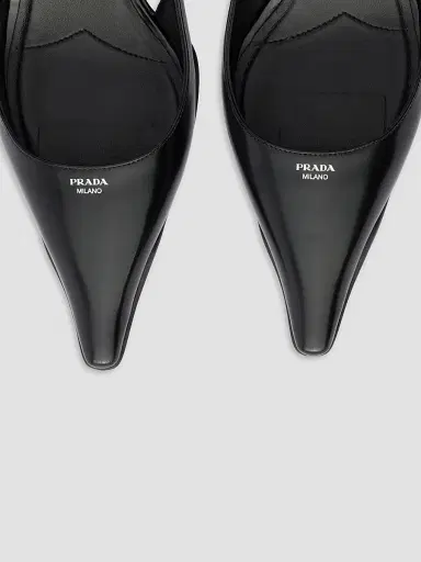 Prada Women's Brushed Leather Slingback Pumps - Black - Size 10 | Thumbnail 4 Prada Women's Brushed Leather Slingback Pumps - Black - Size 10 | Thumbnail 4