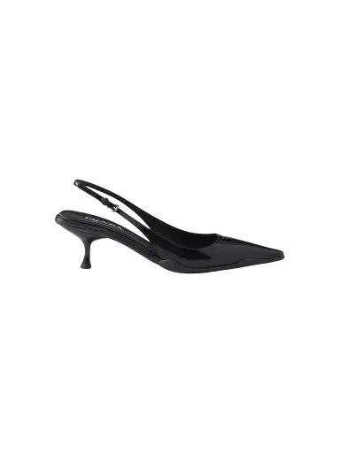 Prada Women's Brushed Leather Slingback Pumps - Black - Size 10 | Thumbnail 1 Prada Women's Brushed Leather Slingback Pumps - Black - Size 10 | Thumbnail 1