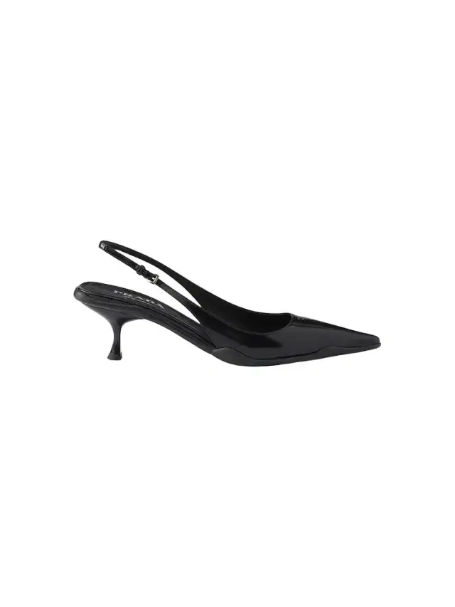Prada Women's Brushed Leather Slingback Pumps - Black