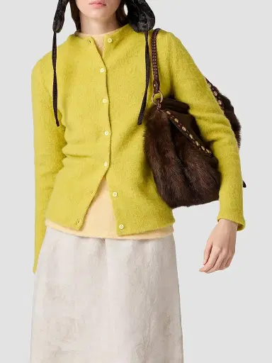 Miu Miu Women's Wool Cardigan - Yellow - Size 2 | Thumbnail 3 Miu Miu Women's Wool Cardigan - Yellow - Size 2 | Thumbnail 3