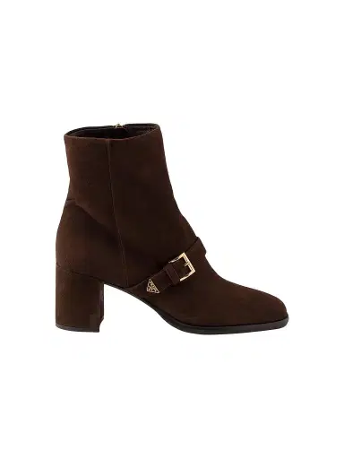 Prada Women's Suede Booties - Brown - Size 12 | Thumbnail 1