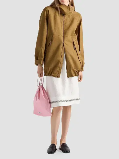 Prada Women's Embroidered Slubbed Fabric Skirt | Thumbnail 2 Prada Women's Embroidered Slubbed Fabric Skirt | Thumbnail 2