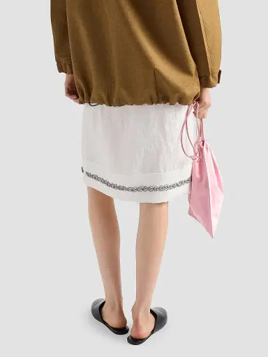Prada Women's Embroidered Slubbed Fabric Skirt | Thumbnail 4 Prada Women's Embroidered Slubbed Fabric Skirt | Thumbnail 4