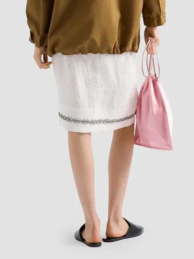 Prada Women's Embroidered Slubbed Fabric Skirt | Thumbnail 5 Prada Women's Embroidered Slubbed Fabric Skirt | Thumbnail 5
