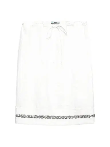 Prada Women's Embroidered Slubbed Fabric Skirt | Thumbnail 1 Prada Women's Embroidered Slubbed Fabric Skirt | Thumbnail 1