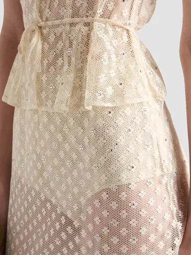 Prada Women's Embroidered Lace Dress - Beige - Size 6 | Thumbnail 5 Prada Women's Embroidered Lace Dress - Beige - Size 6 | Thumbnail 5