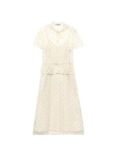 Prada Women's Embroidered Lace Dress - Beige - Size 6 | Thumbnail 1 Prada Women's Embroidered Lace Dress - Beige - Size 6 | Thumbnail 1