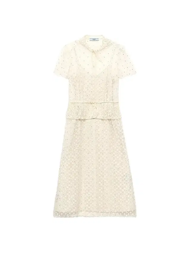 Prada Women's Embroidered Lace Dress - Beige