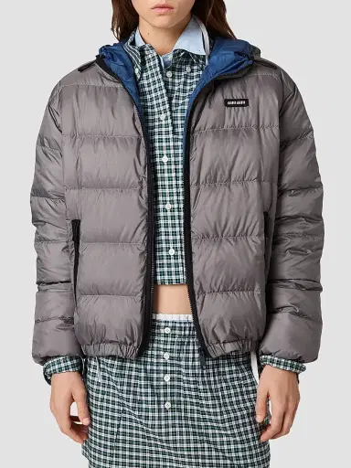 Miu Miu Women's Light Pongé Down Hoodie Jacket - Grey - Size 4 | Thumbnail 3 Miu Miu Women's Light Pongé Down Hoodie Jacket - Grey - Size 4 | Thumbnail 3
