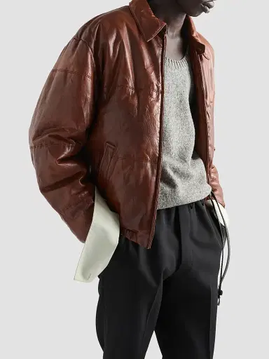 Prada Men's Nappa Leather Jacket - Brown - Size 48 | Thumbnail 3 Prada Men's Nappa Leather Jacket - Brown - Size 48 | Thumbnail 3