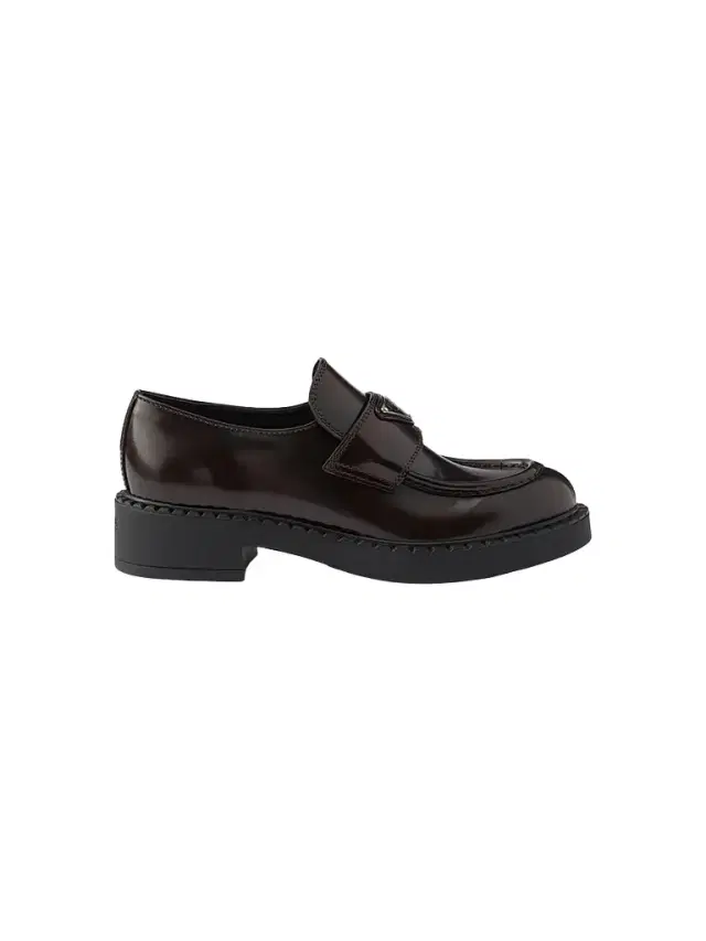 Prada Women's Chocolate Brushed Leather Loafers - Brown