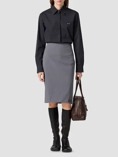 Miu Miu Women's Stretch Poplin Shirt - Black | Thumbnail 2