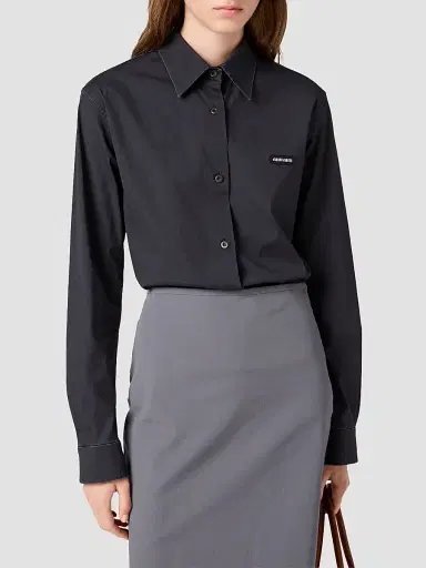 Miu Miu Women's Stretch Poplin Shirt - Black | Thumbnail 3
