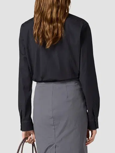 Miu Miu Women's Stretch Poplin Shirt - Black | Thumbnail 4