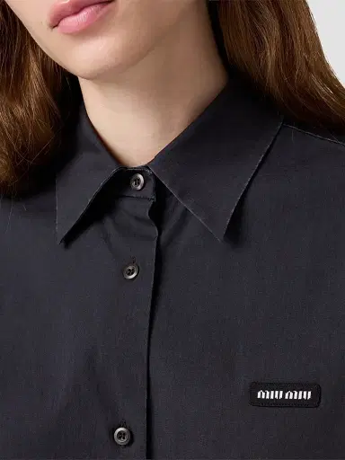 Miu Miu Women's Stretch Poplin Shirt - Black | Thumbnail 5
