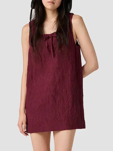 Miu Miu Women's Linen Dress - Dark Red | Thumbnail 3
