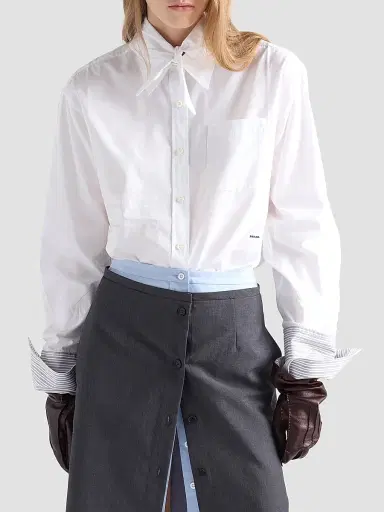 Prada Women's Poplin Shirt - White - Size 6 | Thumbnail 3 Prada Women's Poplin Shirt - White - Size 6 | Thumbnail 3
