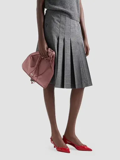 Prada Women's Rush Stitch Pleated Skirt - Grey - Size 10 | Thumbnail 2