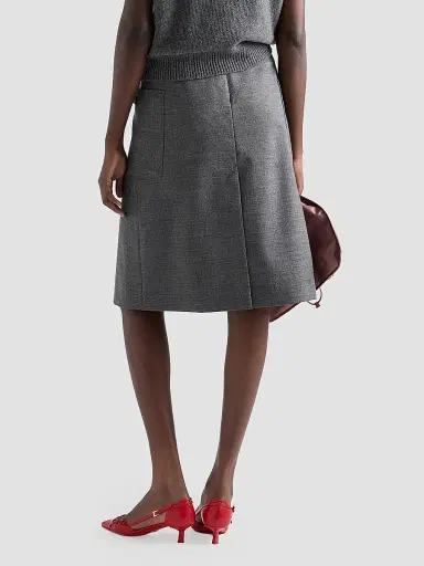 Prada Women's Rush Stitch Pleated Skirt - Grey - Size 10 | Thumbnail 3