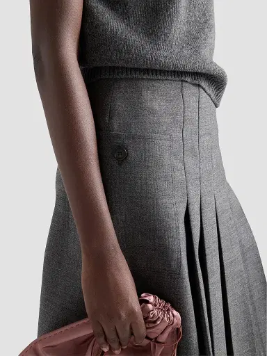 Prada Women's Rush Stitch Pleated Skirt - Grey - Size 10 | Thumbnail 5