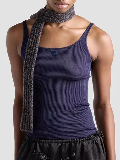 Prada Women's Ribbed Knit Silk Tank Top - Blue - Size Large | Thumbnail 3 Prada Women's Ribbed Knit Silk Tank Top - Blue - Size Large | Thumbnail 3