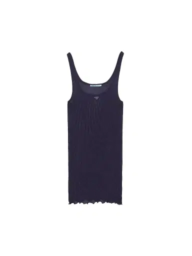 Prada Women's Ribbed Knit Silk Tank Top - Blue - Size Large | Thumbnail 1 Prada Women's Ribbed Knit Silk Tank Top - Blue - Size Large | Thumbnail 1