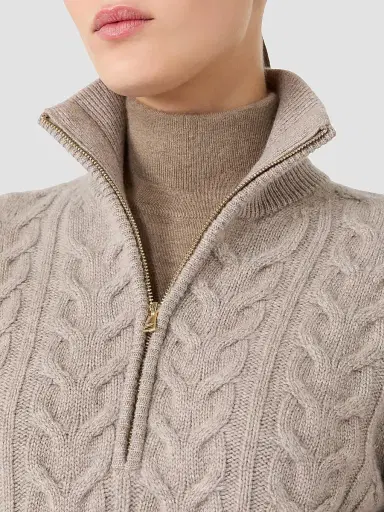 Max Mara Women's Cable Knit Cashmere Yarn Sweater - Sand - Size XL | Thumbnail 5 Max Mara Women's Cable Knit Cashmere Yarn Sweater - Sand - Size XL | Thumbnail 5