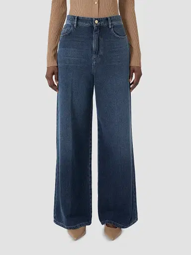 Max Mara Women's Wide, Cotton Denim Jeans - Midnight Blue | Thumbnail 3 Max Mara Women's Wide, Cotton Denim Jeans - Midnight Blue | Thumbnail 3