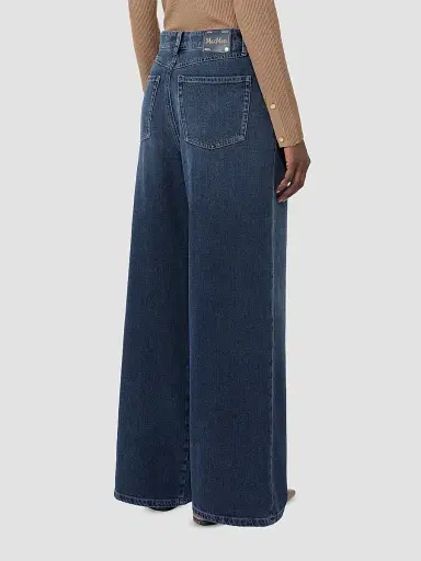 Max Mara Women's Wide, Cotton Denim Jeans - Midnight Blue | Thumbnail 4 Max Mara Women's Wide, Cotton Denim Jeans - Midnight Blue | Thumbnail 4
