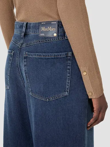 Max Mara Women's Wide, Cotton Denim Jeans - Midnight Blue | Thumbnail 5 Max Mara Women's Wide, Cotton Denim Jeans - Midnight Blue | Thumbnail 5