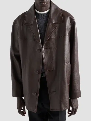 Prada Men's Nappa Leather Caban Jacket - Brown - Size 46 | Thumbnail 3 Prada Men's Nappa Leather Caban Jacket - Brown - Size 46 | Thumbnail 3