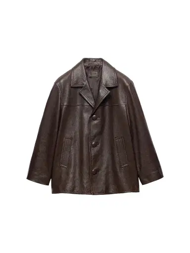 Prada Men's Nappa Leather Caban Jacket - Brown - Size 46 | Thumbnail 1 Prada Men's Nappa Leather Caban Jacket - Brown - Size 46 | Thumbnail 1