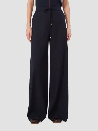 Max Mara Women's Light Woollen Cloth Trousers - Navy | Thumbnail 3