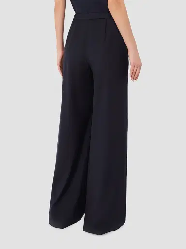 Max Mara Women's Light Woollen Cloth Trousers - Navy | Thumbnail 4
