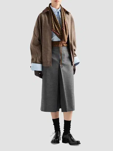 Prada Women's Houndstooth Wool Blouson Jacket - Brown - Size 8 | Thumbnail 2 Prada Women's Houndstooth Wool Blouson Jacket - Brown - Size 8 | Thumbnail 2