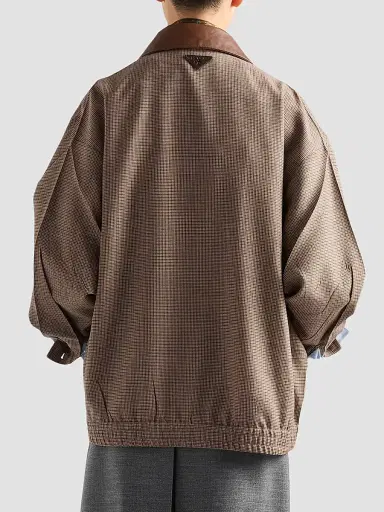Prada Women's Houndstooth Wool Blouson Jacket - Brown - Size 8 | Thumbnail 4 Prada Women's Houndstooth Wool Blouson Jacket - Brown - Size 8 | Thumbnail 4