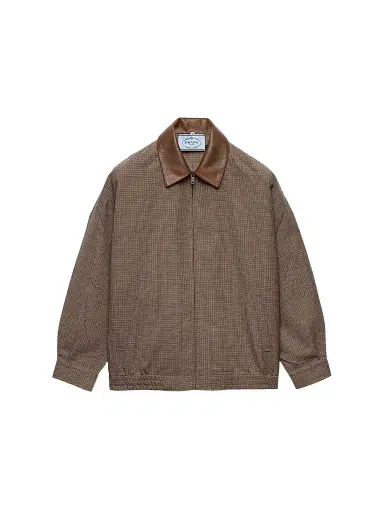 Prada Women's Houndstooth Wool Blouson Jacket - Brown - Size 8 | Thumbnail 1 Prada Women's Houndstooth Wool Blouson Jacket - Brown - Size 8 | Thumbnail 1