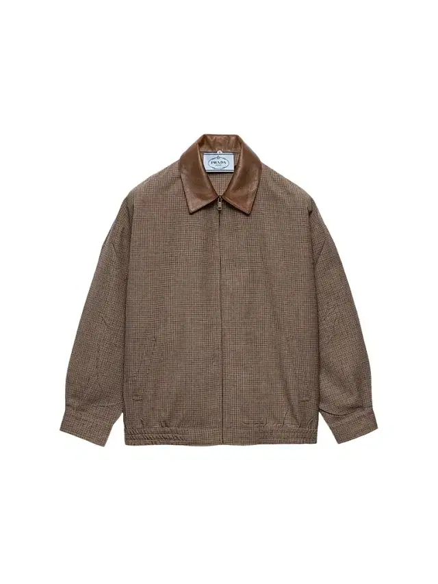 Prada Women's Houndstooth Wool Blouson Jacket - Brown
