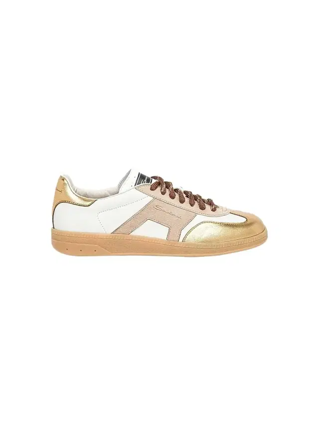 Santoni Women's Olympid Leather Sneakers - Gold