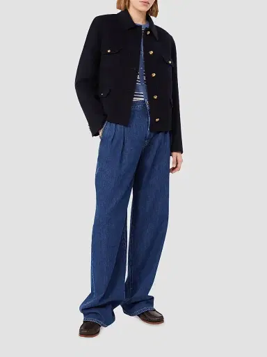 Max Mara Women's Wool Cashmere and Silk Varsity Jacket - Navy | Thumbnail 2