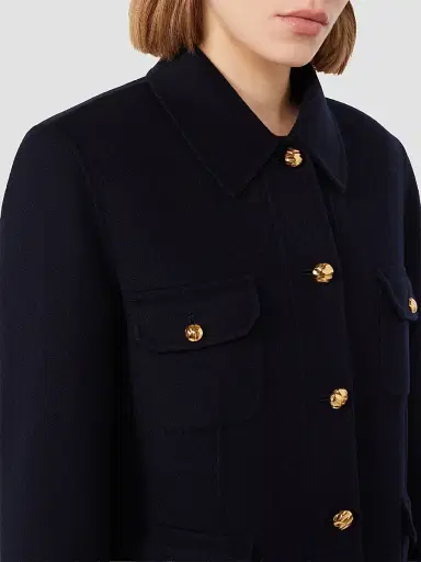 Max Mara Women's Wool Cashmere and Silk Varsity Jacket - Navy | Thumbnail 5