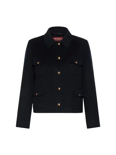 Max Mara Women's Wool Cashmere and Silk Varsity Jacket - Navy | Thumbnail 1