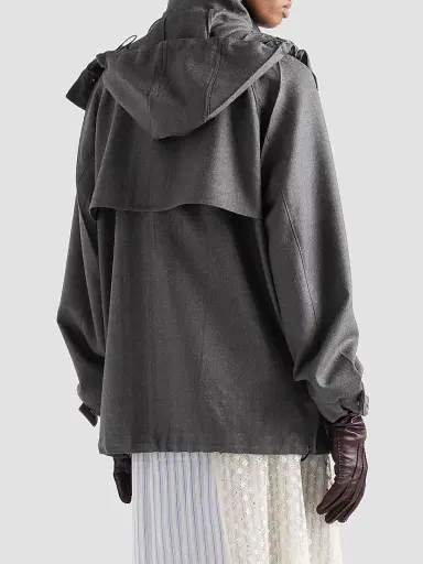 Prada Women's Melange Hopsack Wool Jacket - Grey - Size 6 | Thumbnail 4