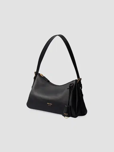 Prada Women's Aimée Medium Leather Shoulder Bag - Black | Thumbnail 2 Prada Women's Aimée Medium Leather Shoulder Bag - Black | Thumbnail 2