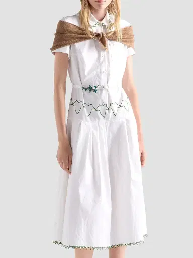Prada Women's Embroidered Old Reps Cloth Dress | Thumbnail 2